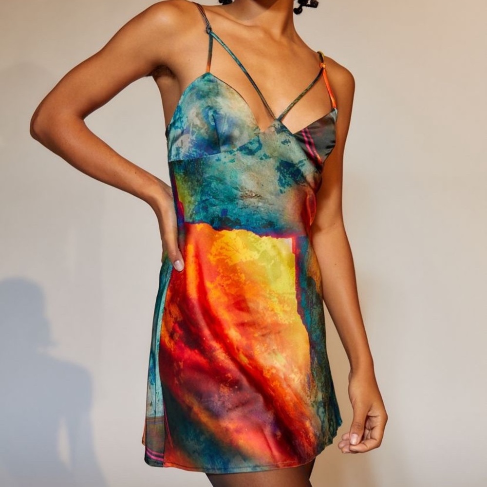 UO Pretty Please cut out mini dress multicolored